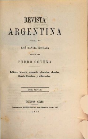Revista argentina. 7. 1870
