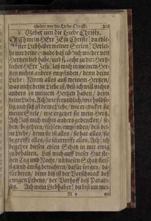 V. Gebet um die Liebe Christi.