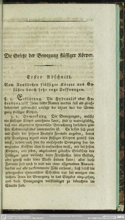 Die Gesetze der Bewegung flüssiger Körper