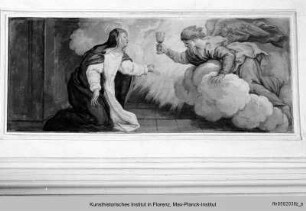 Wanddekoration : Ein Engel mit Kelch erscheint der heiligen Agnes