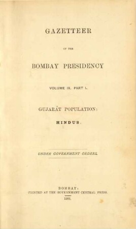Vol. 9, Pt. 1: Hindus