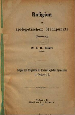 Religion von apologetischem Standpunkte, [2]
