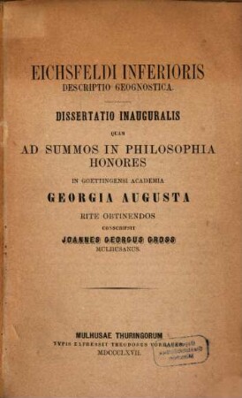 Eichsfeldi Inferioris descriptio geognostica
