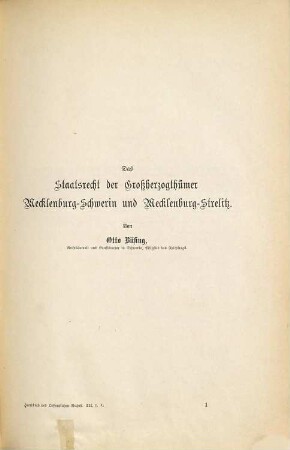 Das Staatsrecht von: Mecklenburg-Schwerin, Mecklenburg-Strelitz, Oldenburg, Braunschweig, Anhalt, Waldeck, Schaumburg-Lippe, Lippe