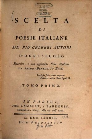 Scelta Di Poesie Italiane De' Piu Celebri Autori D'Ogni Secolo, 1