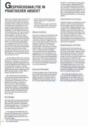 Gesprächsanalyse in praktischer Absicht