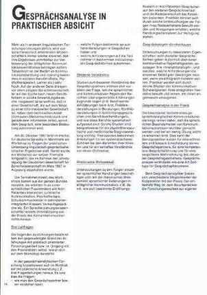 Gesprächsanalyse in praktischer Absicht