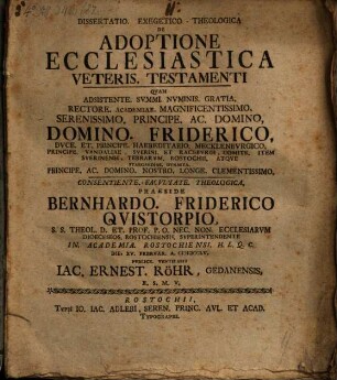 Diss. exeg.-theol. de adoptione ecclesiastica Veteris Testamenti