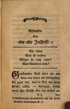 Gedanken über eine alte Aufschrift