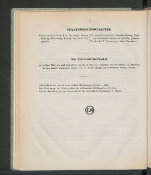 Staatswissenschaften.
