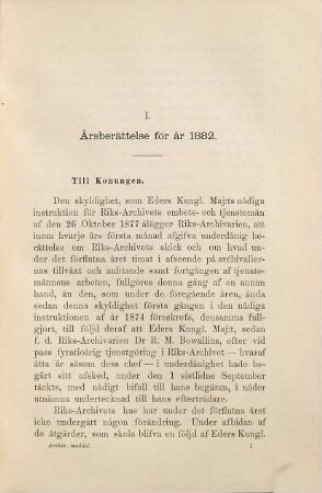Meddelanden från Svenska Riksarkivet : for åren .... 7. 1883