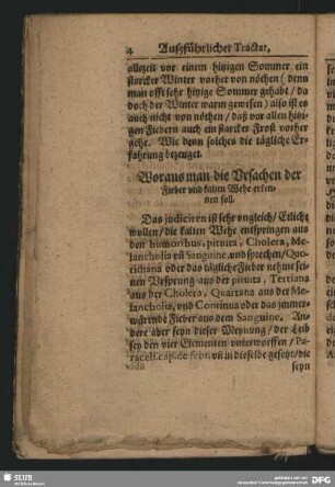 Woraus man die Ursachn der Fieber und kalten Wehe erkennen soll