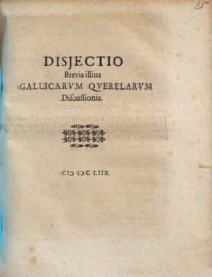 Disiectio brevis illius gallicarum querelarum discussionis