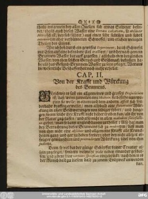 Cap. II. Von der Krafft und Würckung des Brunnens.