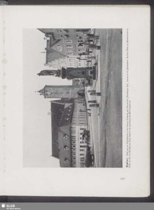 Haßfurt. Blick von der Ritterkapelle in der Oberen Dorfstadt zum Oberen Tor (Bamberger Tor), erbaut im 16. Jahrhundert
