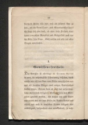 I. Gewissensfreiheit.