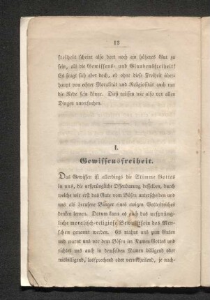 I. Gewissensfreiheit.