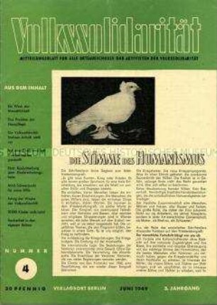 Mitteilungsblatt für Funktionäre der Volkssolidarität u.a. zum Weltfriedenskongress