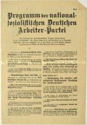 Flugblatt mit dem politischen Programm der NSDAP