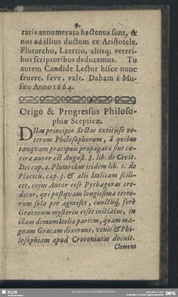 Origo & Progressus Philosophiae Scepticae