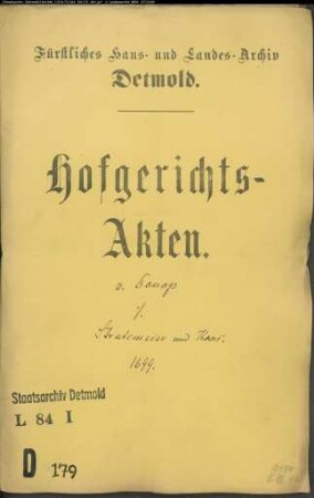 von Donop, Vormunde gegen Stratemeyer, Engelkensmeier, Harde, Rüggemeier, Meier zu Holzhausen, Klemme vorm Winterberge und Hans Schwartze zu Kalldorf - Schuldforderung