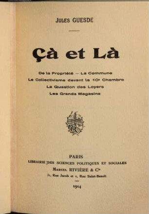 Çà et là : de la propriété, la Commune, le collectivisme devant la 10e Chambre, la question des loyers, les grands magasins
