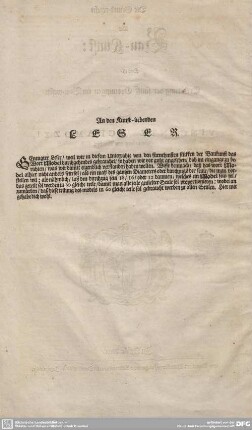 An den Kunst-liebenden Leser.