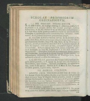 Scholae Professorvm Ordinariorvm.