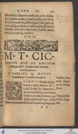 Marci Tulli Ciceronis Laelius Sive De Amicitia