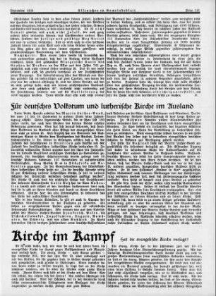 Für deutsches Volkstum und lutherische Kirche im Ausland