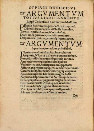 Oppiani Poetae Alievticon, Sive De Piscibvs, Libri quin[que]