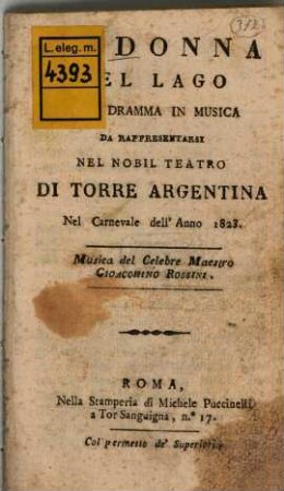 La donna del lago : Melo-dramma in musica