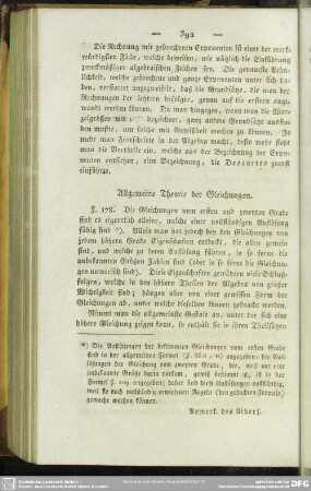 Allgemeine Theorie der Gleichungen