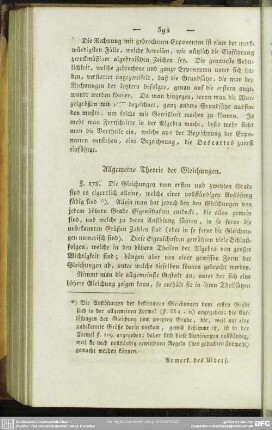 Allgemeine Theorie der Gleichungen