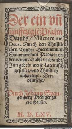 Der ein vn[d] fünfftzigst Psalm Dauids Miserere mei Deus