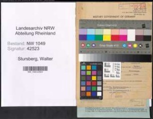 Entnazifizierung Walter Stursberg , geb. 22.03.1884 (Metzger)