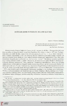 31: Doświadczenie fotografii : Roland Barthes