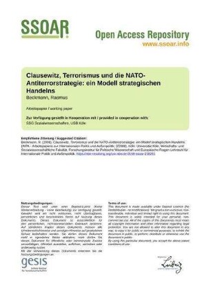 Clausewitz, Terrorismus und die NATO-Antiterrorstrategie: ein Modell strategischen Handelns