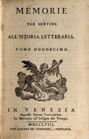 Memorie per servire all'istoria letteraria. 12. 1758