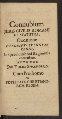 Connubium Juris Civilis Romani et Statistici;
