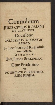 Connubium Juris Civilis Romani et Statistici;