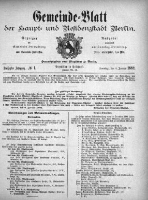 1889,1: No. 1, 6. Januar 1889