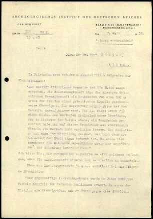 DAI Zentrale an K. Kübler