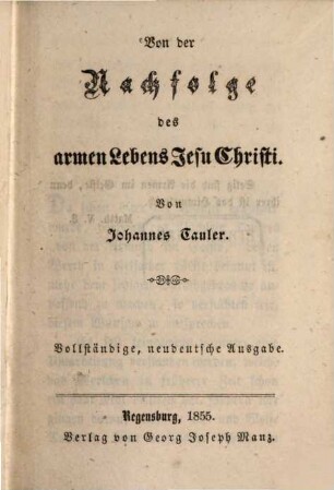 Von der Nachfolge des armen Lebens Jesu Christi
