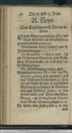 21. Reys. Von Augspurg nach Cracau in Polen
