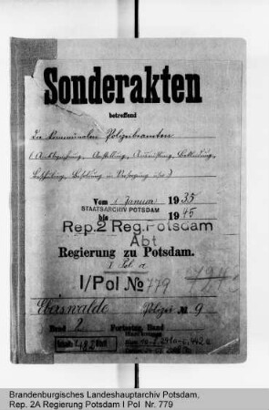 Amtsbezeichnung, Anstellung, Ausrüstung, Bekleidung, Schulung, Versetzung, Besoldung und Versorgung der kommunalen Polizeibeamten in Eberswalde