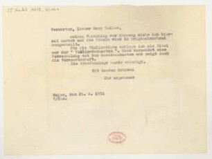 Brief an Bernhard Sekles : 25.04.1931