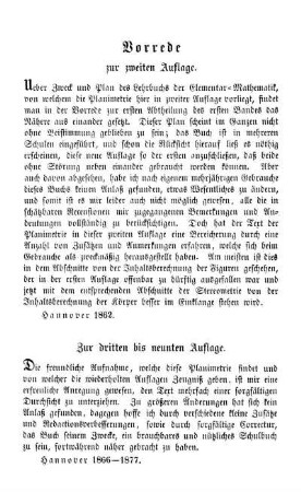Vorrede zur zweiten und dritten bis neunten Auflage.