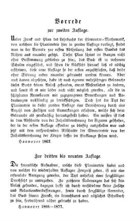 Vorrede zur zweiten und dritten bis neunten Auflage.