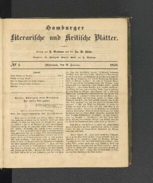 No. 1. 2. Januar 1850